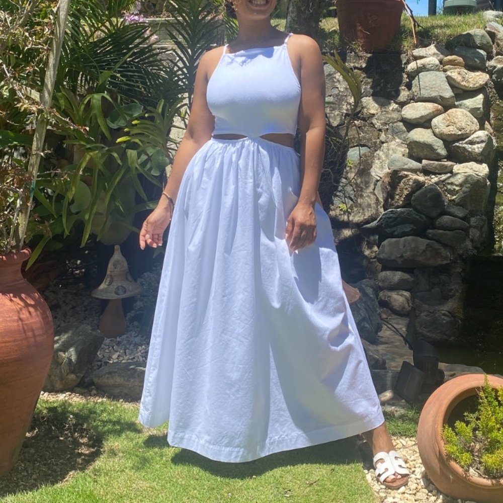 White Maxi cutout Abercrombie and fitch dress size small